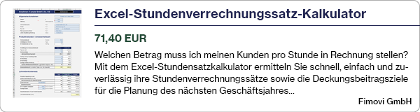 Excel Stundenverrechnungssatz